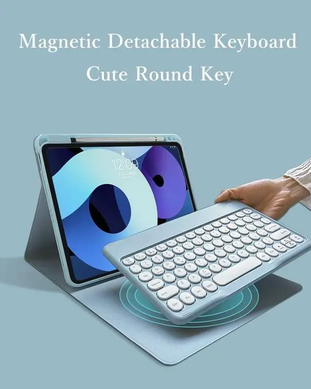 Alt view image 3 of 5 - kaitesi Keyboard Case for iPad Air 11 inch M2/ iPad Air 5th 4th Generation 10.9" - iPad Pro 11 inch 4th 2nd/3rd Generation Detachable Keyboard Case Round Keys (Mint Green)