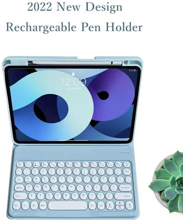 Alt view image 4 of 5 - kaitesi Keyboard Case for iPad Air 11 inch M2/ iPad Air 5th 4th Generation 10.9" - iPad Pro 11 inch 4th 2nd/3rd Generation Detachable Keyboard Case Round Keys (Mint Green)