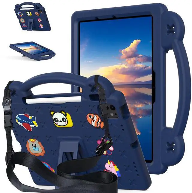 Main image of YRH Kids Case for iPad Air 11 inch M3/M2 (2025/2024), for iPad Pro 11 inch (M4) 2024, Kids EVA Shockproof Cover with Strap, for Air 7th/6th Gen Case, Navy