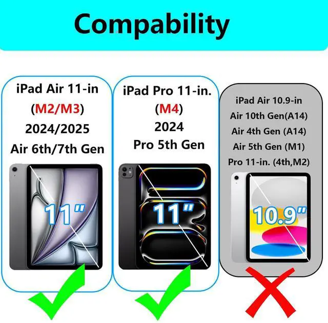 Alt view image 2 of 5 - YRH Kids Case for iPad Air 11 inch M3/M2 (2025/2024), for iPad Pro 11 inch (M4) 2024, Kids EVA Shockproof Cover with Strap, for Air 7th/6th Gen Case, Navy