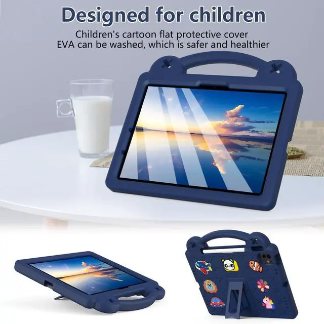 Alt view image 4 of 5 - YRH Kids Case for iPad Air 11 inch M3/M2 (2025/2024), for iPad Pro 11 inch (M4) 2024, Kids EVA Shockproof Cover with Strap, for Air 7th/6th Gen Case, Navy
