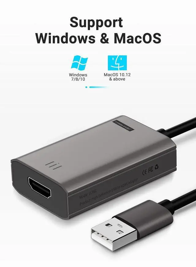 Alt view image 2 of 5 - Lemorele MacBook HDMI to USB Adapter, HD 1080P USB to HDMI Cable, Compatible with MacOS M1 / Windows 10/8.1/8/7 (Need to Install App), Incompatible with Linux, Unix, Vista