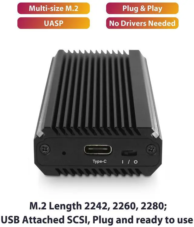 Alt view image 5 of 5 - Vantec NexStar SX, USB 3.2 Gen2x1 Type C RGB Enclosure for M.2 NVMe or M.2 SATA, Multi-Color RGB, Pocket Size, Anodized Aluminum, toolless Mount, UASP, No Drivers Needed (NST-211C3-RGB)
