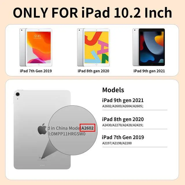 Alt view image 2 of 5 - SZPSGC Case for iPad 9th/8th/7th Generation with Keyboard 10.2 Inch 2021/2020/2019, 7 Colors Backlit Detachable Keyboard, Soft TPU Back Folio Stand Cover with Pencil Slots, Orange