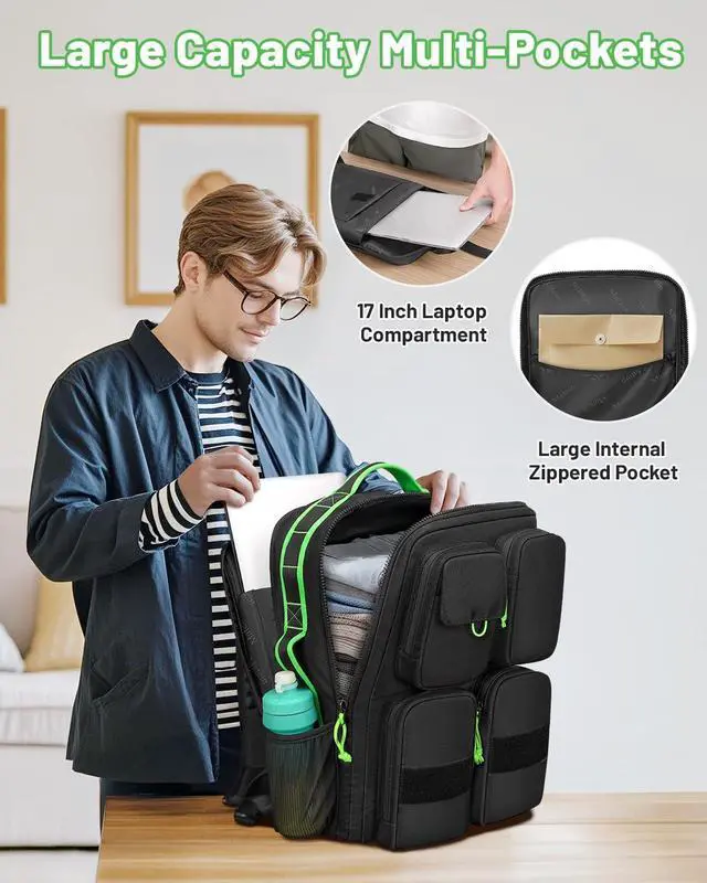 Alt view image 2 of 5 - MATEIN Heavy Duty Backpack for Men, 17 Inch College Laptop Backpack with Multiple Organized Pockets, Water Resistant TSA Large Computer Teacher Bag with USB Port & Shoe Compartment for Work Travel