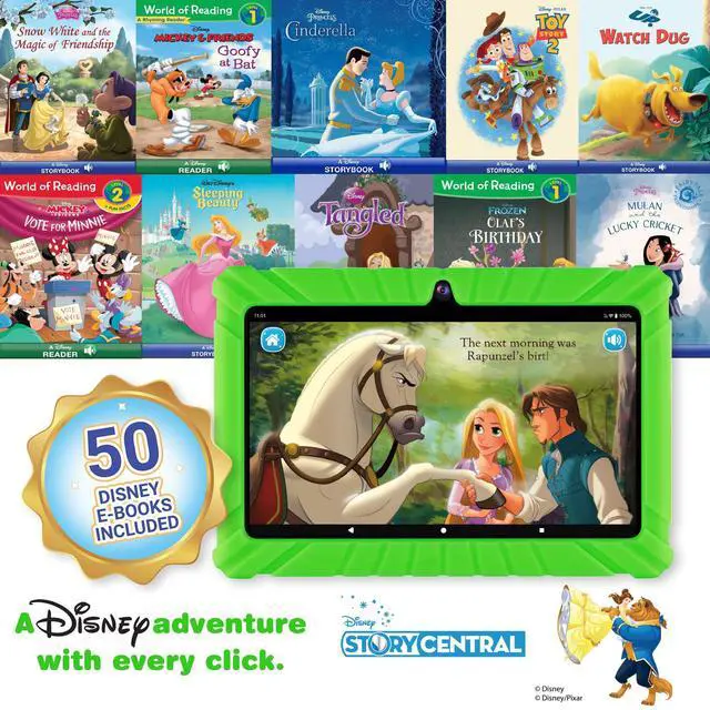 Alt view image 5 of 5 - Contixo 7 inch Kids Tablet - V8 Tablet for Kids and Sleeve Bag Bundle, Age 3-7, Pre-Loaded 50+ Disney Storybooks, 32GB, Android 11, Parental Controls, Back to School Gift - Green (Boys & Grils)