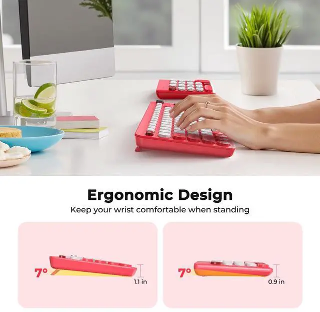 Alt view image 3 of 4 - Meetion Gamer Wireless Split Keyboard, 2.4GHz/Bluetooth Wireless Ergonomic Keyboard with Separate Numeric Keypad, Mini Numeric Keypad for Accountants/Left-Handed User, Portable Travel Design