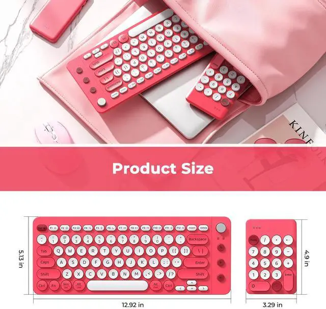 Alt view image 2 of 4 - Meetion Gamer Wireless Split Keyboard, 2.4GHz/Bluetooth Wireless Ergonomic Keyboard with Separate Numeric Keypad, Mini Numeric Keypad for Accountants/Left-Handed User, Portable Travel Design