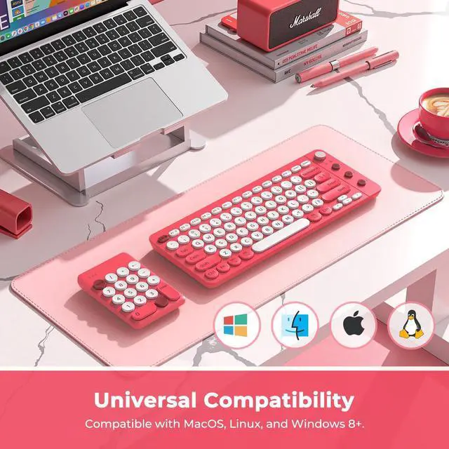 Alt view image 4 of 4 - Meetion Gamer Wireless Split Keyboard, 2.4GHz/Bluetooth Wireless Ergonomic Keyboard with Separate Numeric Keypad, Mini Numeric Keypad for Accountants/Left-Handed User, Portable Travel Design