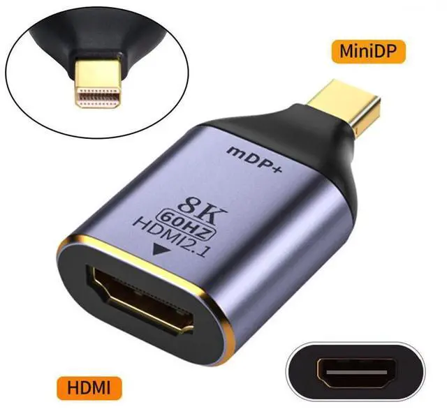 Alt view image 2 of 5 - cablecc Mini DisplayPort 1.4 Source to HDMI 2.0 Display 8K 60hz UHD 4K Mini-DP to HDMI Male Monitor Adapter Connector