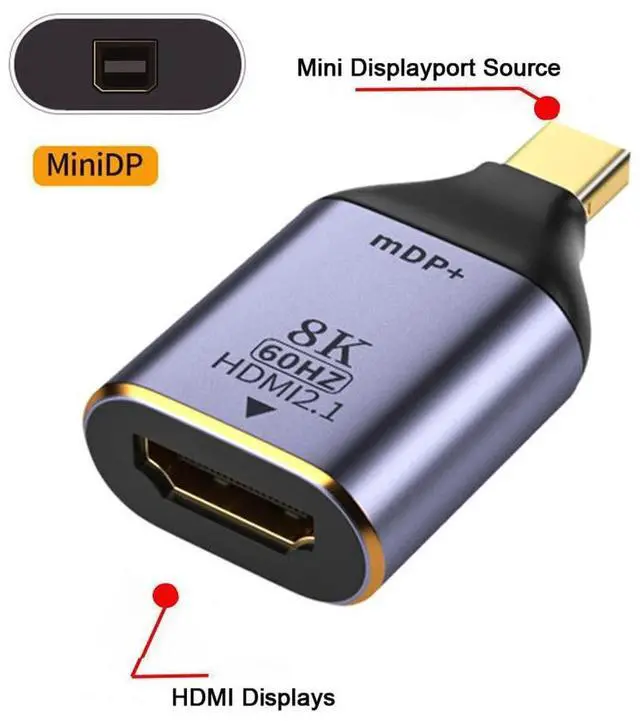 Alt view image 4 of 5 - cablecc Mini DisplayPort 1.4 Source to HDMI 2.0 Display 8K 60hz UHD 4K Mini-DP to HDMI Male Monitor Adapter Connector