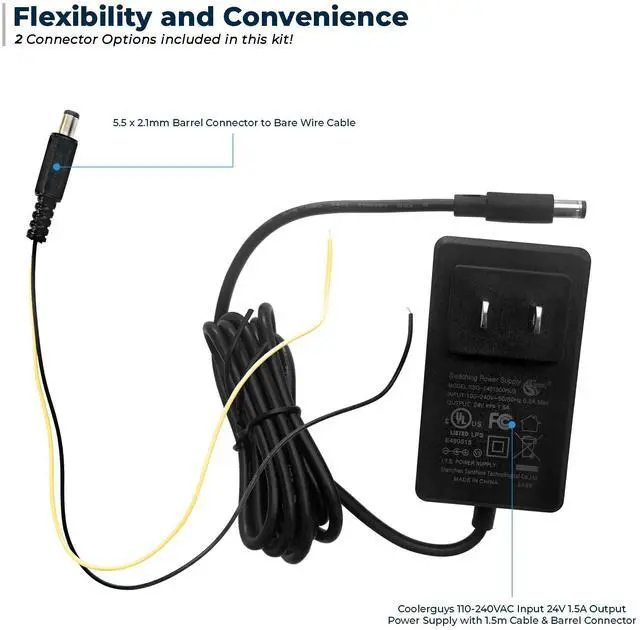 Alt view image 2 of 5 - Coolerguys Single 120mm 24v Fan Cooling Kit with Programmable Thermostat Controller, Power Supply and Adapter Cable