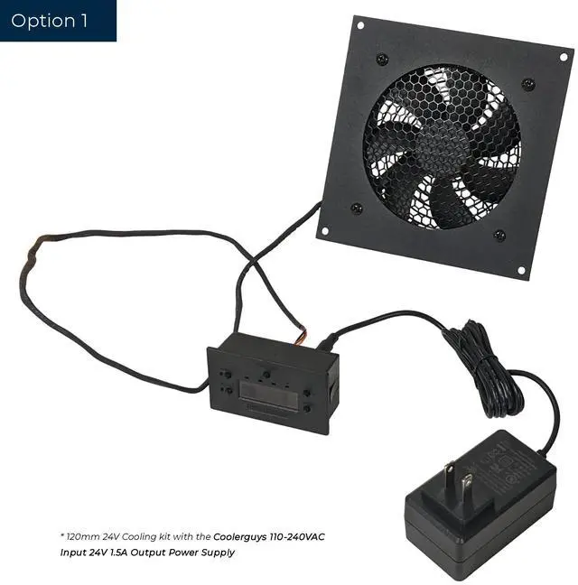 Alt view image 3 of 5 - Coolerguys Single 120mm 24v Fan Cooling Kit with Programmable Thermostat Controller, Power Supply and Adapter Cable