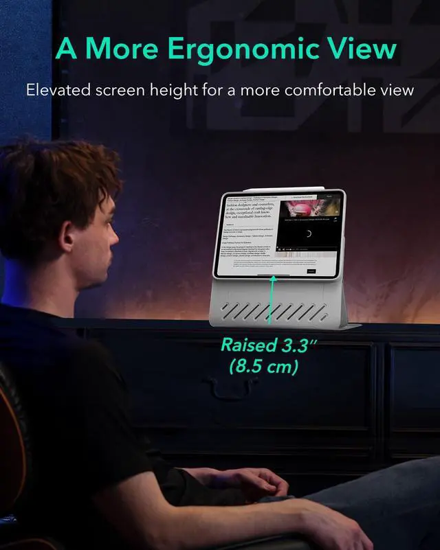 Alt view image 5 of 5 - ESR for iPad Air 11 Inch Case M3/M2 (2025/2024), iPad Air 5th/4th Gen Case (2022/2020) 10.9 Inch, Removable Magnetic Cover, Adjustable Portrait/Landscape Stand, 9 Standing Angles, Grey