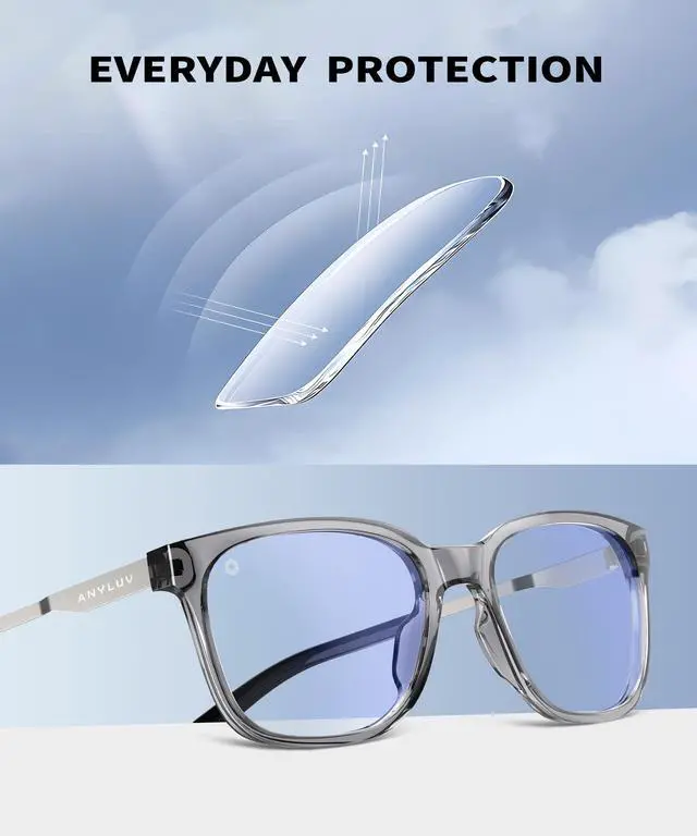 Alt view image 4 of 5 - ANYLUV Blue Light Glasses for Men, Computer Gaming Glasses men, Stylish Anti Eyestrain Blue Light Blocking Glasses Men