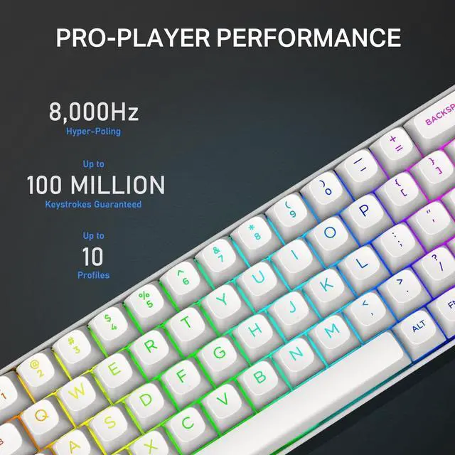 Alt view image 5 of 5 - E-YOOSO Rapid Trigger Gaming Keyboard, Magnetic Switches&Adjustable Actuation - Compact 68 Keys Mechanical Keyboard  PBT Keycap  RGB Backlit White