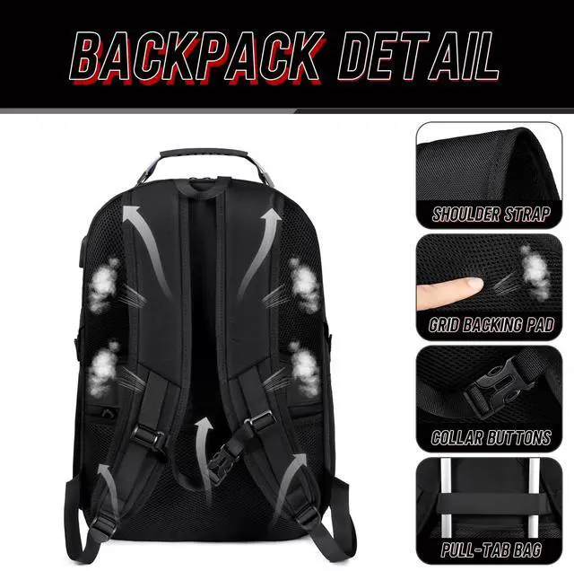 Alt view image 2 of 5 - Z-MGKISS 18.4 Large Travel Backpack, USB Computer Bagpack Fits 18.4 Inch Laptop, Business Backpack for Men, TSA Flight Approved, Laptop Backpacks, Black