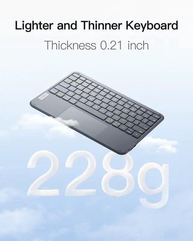 Alt view image 3 of 5 - Inateck Bluetooth Keyboard with Touchpad, Ultra Slim and Portable Wireless QWERTY Keyboard, Compatible with Windows and iPad OS, KB01105