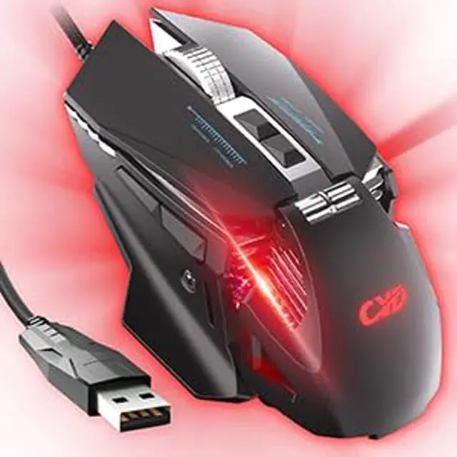 Main image of C300 Wired Gaming Mouse, RGB Mouse Gamer PC Gaming Mice with 7 Programmable Buttons, 12800 DPI, 6 Backlit Modes, Adjustable Weights, Comfort Grip for Windows, Mac