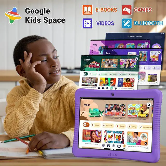 Alt view image 4 of 5 - Contixo K102 10" Kids Tablet Bundle - HD Learning Tablet & Sleeve Bag for Kids Ages 3-7, Includes Disney eBooks ($350 Value), Parental Controls, Dual Camera, Android OS - Purple