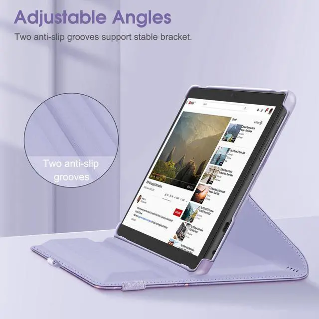 Alt view image 4 of 5 - Fintie Case for All-New Amazon Fire HD 10 Tablet (13th Generation 10.1", 2023 Release)- 360 Degree Rotating Swivel Stand Cover with Dual Auto Sleep/Wake, Lilac Marble