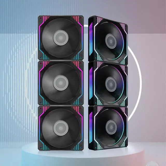 Alt view image 2 of 5 - PANO-MOUNTS 120mm 6-Pin Infinity Mirror RGB Computer PC Case Fans with 6-Pin Fan Hub and Adjustable Color Controlled by Remote 3-Pack Black