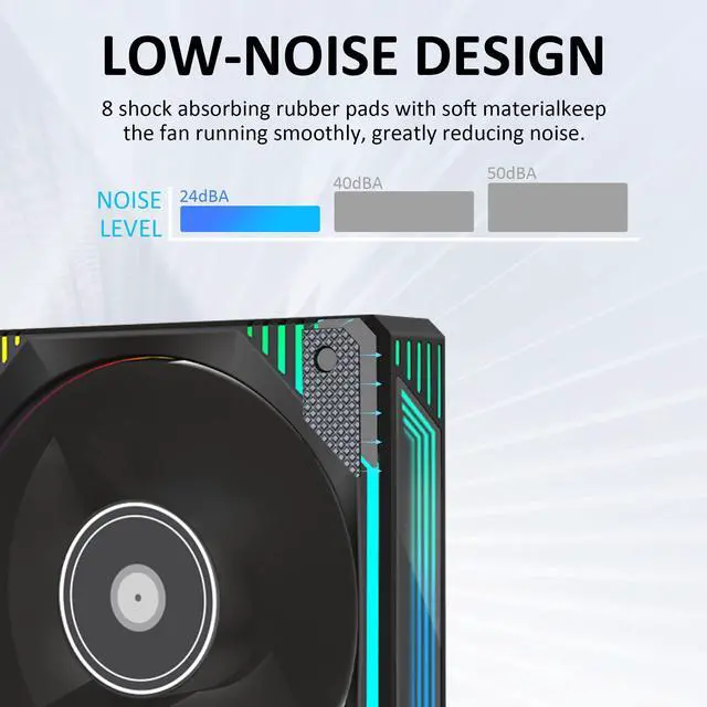 Alt view image 4 of 5 - PANO-MOUNTS 120mm 6-Pin Infinity Mirror RGB Computer PC Case Fans with 6-Pin Fan Hub and Adjustable Color Controlled by Remote 3-Pack Black
