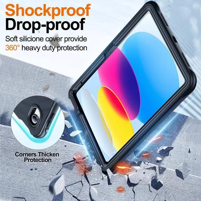 Alt view image 3 of 5 - Temdan Case for iPad (A16) 11th Generation 11 Inch 2025/iPad 10th Generation 10.9 Inch, 360° Rotating Stand & Handle,Shoulder Strap Pencil Holder,Heavy Duty Shockproof Rugged Protective Case, Black