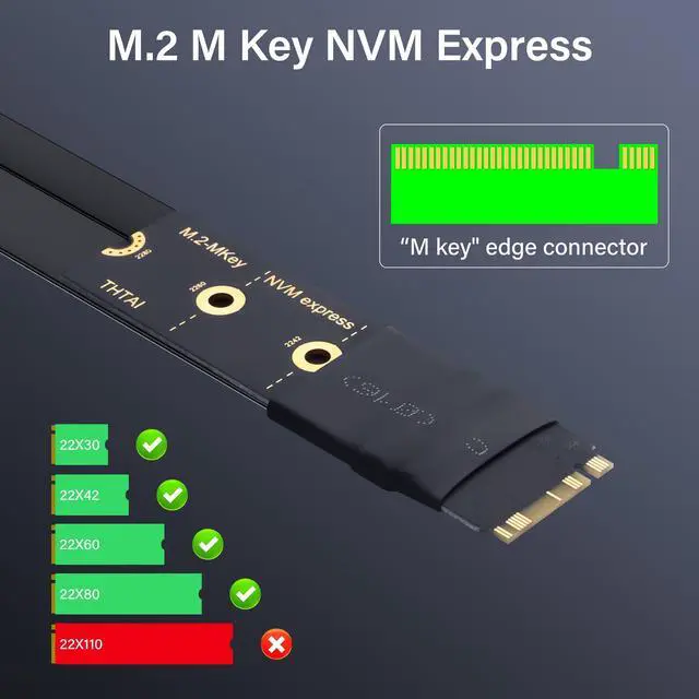 Alt view image 2 of 5 - SinLoon M.2 NGFF NVMe Key M to PCIe 3.0 X16 Extender Cable M.2 to PCI-E 3.0 X16 Female Riser Cable for M2 2230 2242 2260 2280 20CM