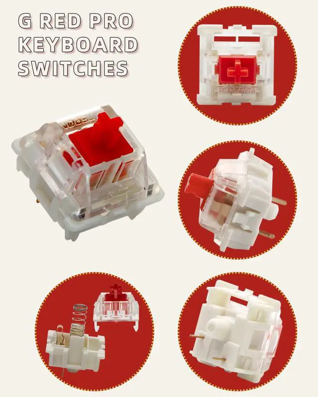 Alt view image 3 of 5 - Gateron G Red Pro Pre-Lubed Switches for MX Mechanical Type Key Gaming Keyboards 3Pin Linear Keyswitch (105PCS)
