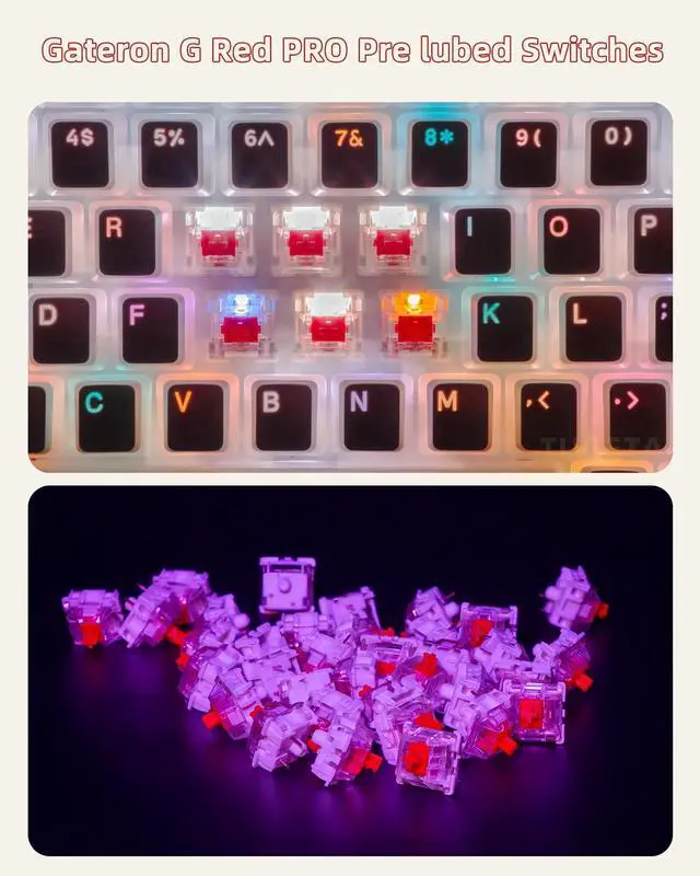 Alt view image 5 of 5 - Gateron G Red Pro Pre-Lubed Switches for MX Mechanical Type Key Gaming Keyboards 3Pin Linear Keyswitch (105PCS)