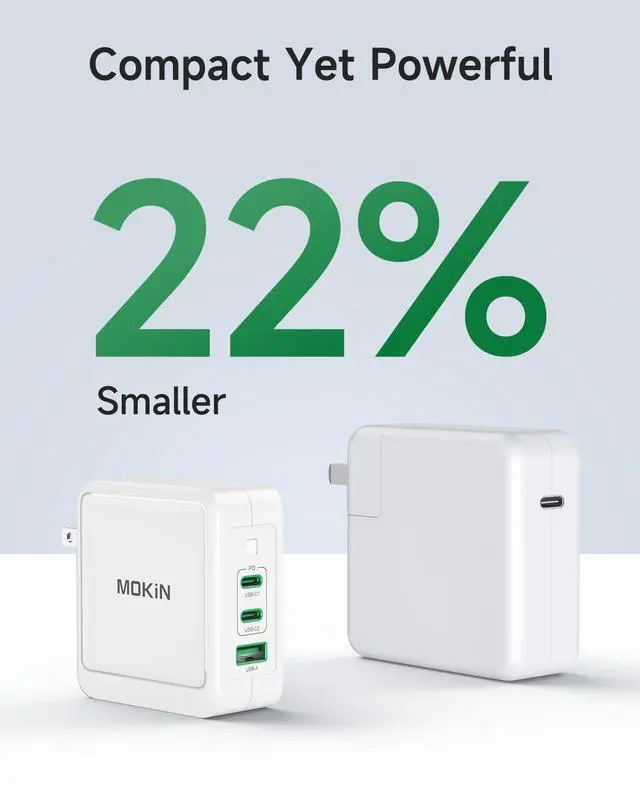 Alt view image 4 of 5 - 100W USB C Charger Block, 3-Port GaN+ USB C Super Fast Charger Foldable Compact Wall Charger for iPhone 16/15 Series, Galaxy S24/S23, iPad Pro, MacBook Air, Google Pixelbook, Steam Deck