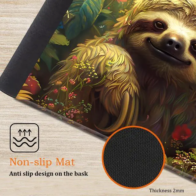 Alt view image 5 of 5 - Large Gaming Mouse Pad, Keyboard Wrist Rest Pad + Mouse Wrist Pad + Coaster 4 in 1 Set, Extended Waterproof Non-Slip Desk Mat, Suitable for Office Home Learning Games, Flower Sloth