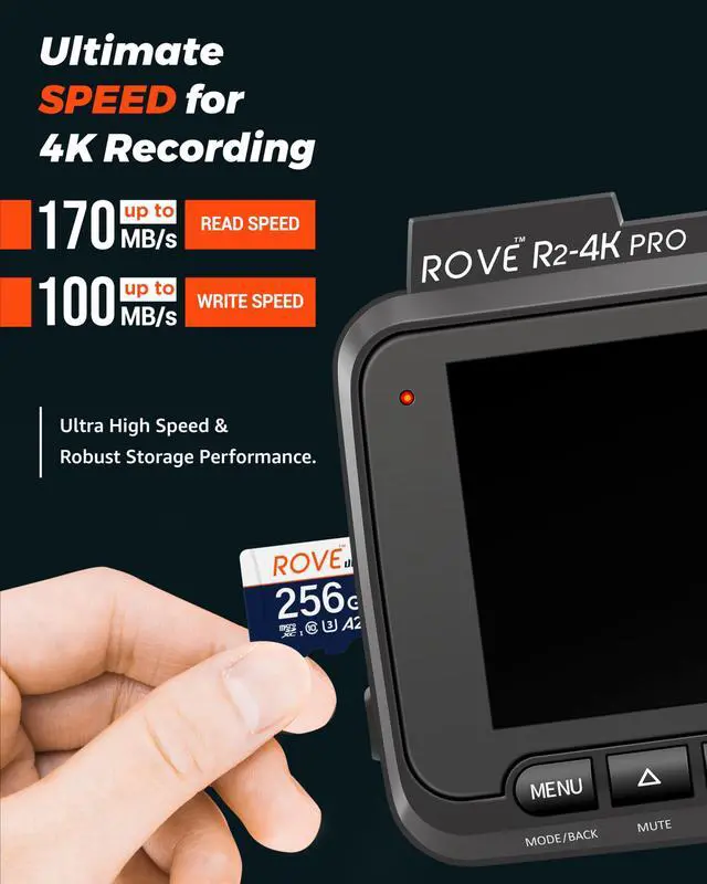 Alt view image 2 of 5 - ROVE Ultimate Micro SD Card microSDXC 256GB Memory Card with USB 3.2 Type C Card Reader 170MB/s C10, U3, V30, 4K, A2 for Dash Cam, Android Smart Phones, Tablets, Games
