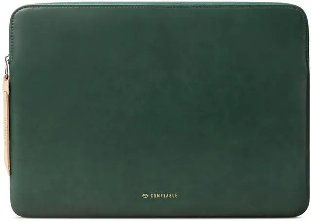 Main image of Comfyable Leather Laptop Sleeve Compatible with 16 Inch MacBook Pro M4 2024 & 15 Inch MacBook Air M4 M3 M2 2025, Midnight Green