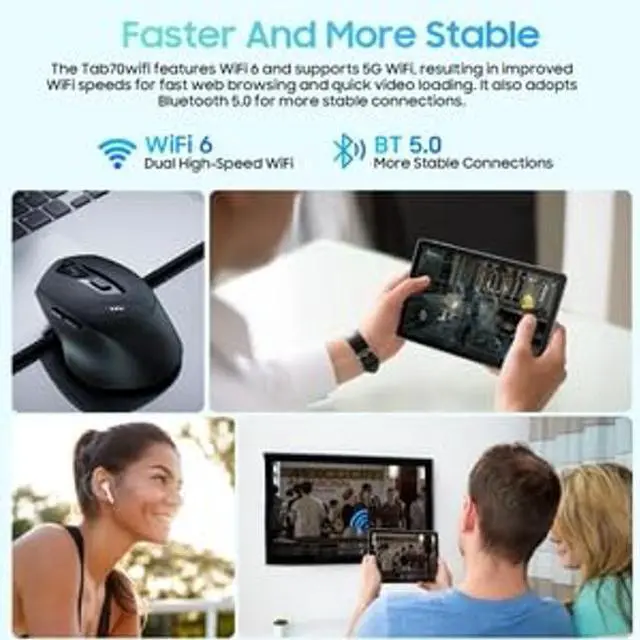 Alt view image 5 of 5 - Blackview Tab 70 WiFi 2024 Android 14 Tablet, 12(4+8) GB+64GB 1TB Expand, Wi-Fi 6 Model, 10.1 inch Tablet with HD+IPS Display, 6580mAh, Dual Speakers and Camera, BT5.0, Google GMS, 2.0GHz CPU, Gray