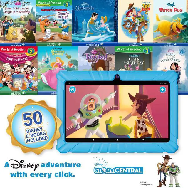 Alt view image 5 of 5 - Contixo Kids Tablet Bundle - 7-inch IPS, Pre-Loaded Exclusive 50 Disney Storybooks (Value $200), Learning Tablet for Ages 3~12, Parental Controls & Kid Safe, w/Ear Headphones & Tablets - Blue