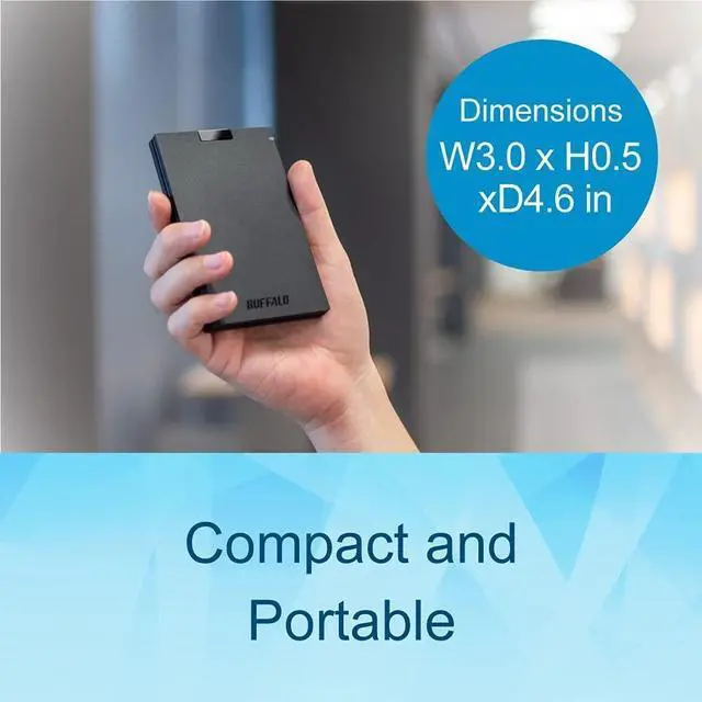 Alt view image 2 of 5 - BUFFALO External SSD 500GB - Compatible with PS4 / PS5 / Windows/Mac - USB-C - USB-A - USB 3.2 - External Solid State Drive - SSD-PG500U3B