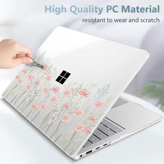 Alt view image 5 of 5 - Lepeoac Case for Microsoft Surface Laptop 13.8 inch, 2024 Windows 11 Copilot+ PC, 7th Edition Touchscreen Display, Plastic Hard Shell Case with Keyboard Cover & Screen Protector, Floral C322
