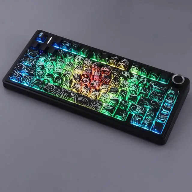 Alt view image 3 of 5 - Tsungup Shine Through PBT Keycaps,138 Keys Custom Cool Dragon Pattern Side Printed Keycaps,Cherry Profile Key Caps Keyboard Keycap Set for 60% 65% 75% 80% 100% MX Switches Mechanical Keyboard(Black)