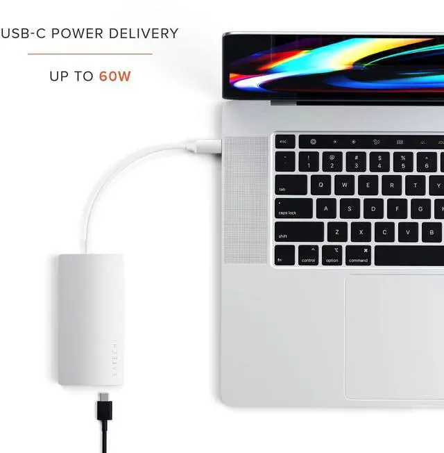 Alt view image 4 of 5 - Satechi 8 in 1 USB C Hub Multiport Adapter V2, 4K HDMI, 115W USB C PD Charging, 3 USB-A, Ethernet, Micro/SD Card Readers, for Laptop, MacBook Pro/Air M4/M3/M2/M1, iPad, iPhone 16, Windows - Silver