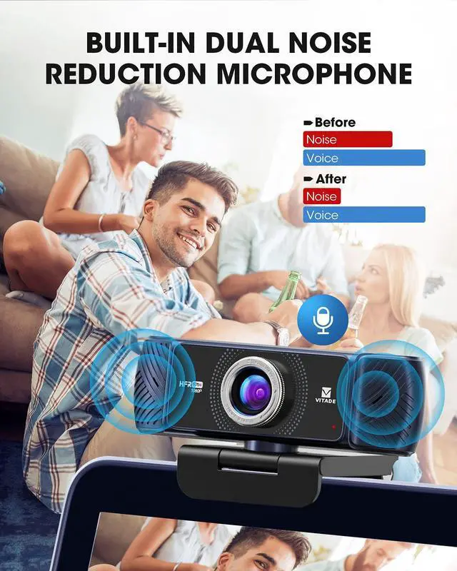 Alt view image 2 of 5 - VITADE Webcam 1080P 60fps with Microphone for Streaming, 682H Pro HD USB Computer Web Camera Video Cam for Gaming Conferencing Mac Windows Desktop PC Laptop Xbox Skype OBS Twitch YouTube Xsplit
