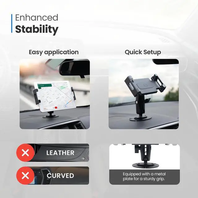 Alt view image 4 of 5 - Mighty Mount Heavy-Duty Tablet Holder with Metal VHB Mounting Plate  Universal Tablet Mount for Car, Truck, Industrial Use | Adjustable 360° Positioning for Devices Up to 11" | Easy Peel Stick Setup