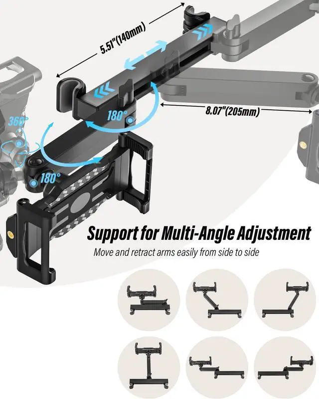 Alt view image 3 of 5 - woleyi Car Headrest Tablet Holder, [Large Clamp] [Thick Case Friendly] Tablet Mount for Car Back Seat, Road Trip Essentials for Kids Accessories, for iPad Pro Air Mini, Galaxy, Fire HD, 6-15.6" Device