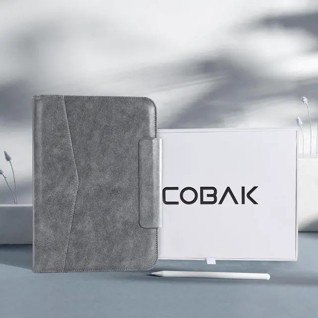 Alt view image 3 of 5 - CoBak Premium Leather Case for iPad Pro 11-inch (M4) 2024 (5th Generation), Built-in Folder Storage, Super Magnetic Back, Auto Sleep/Wake Function, Cowhide Gray