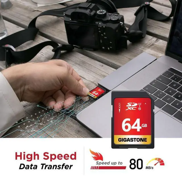 Alt view image 3 of 5 - GIGASTONE 64GB SD Card 2-Pack UHS-I U1 Class 10 SDXC Memory Card High Speed Full HD Video Canon Pentax Kodak Olympus Digital Camera with 2 mini Cases