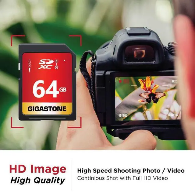 Alt view image 4 of 5 - GIGASTONE 64GB SD Card 2-Pack UHS-I U1 Class 10 SDXC Memory Card High Speed Full HD Video Canon Pentax Kodak Olympus Digital Camera with 2 mini Cases