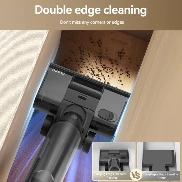 Alt view image 5 of 5 - JONR ED12 Pro Max Wet Dry Vacuum Cleaner Cordless, 180°Lay-Flat Smart Vacuum Mop, 167°F Flashdry Self-Cleaning, Dual-Sided Edge, Zero-Tangle for Pet Hair, Lightweight Floor Cleaner for Hard Floor