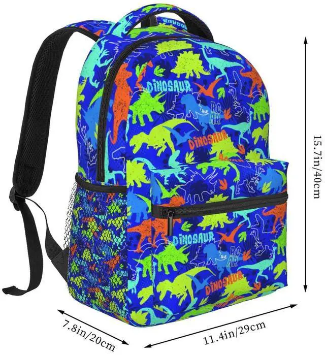 Alt view image 2 of 5 - VTHXLOI Colorful Dinosaur Pattern Kids Backpack for Girls Boys School Backpack Laptop Backpack Travel Hiking Camping Work Computer Back Packs School Gifts