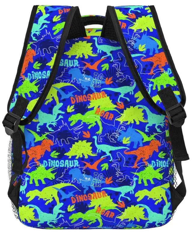 Alt view image 4 of 5 - VTHXLOI Colorful Dinosaur Pattern Kids Backpack for Girls Boys School Backpack Laptop Backpack Travel Hiking Camping Work Computer Back Packs School Gifts